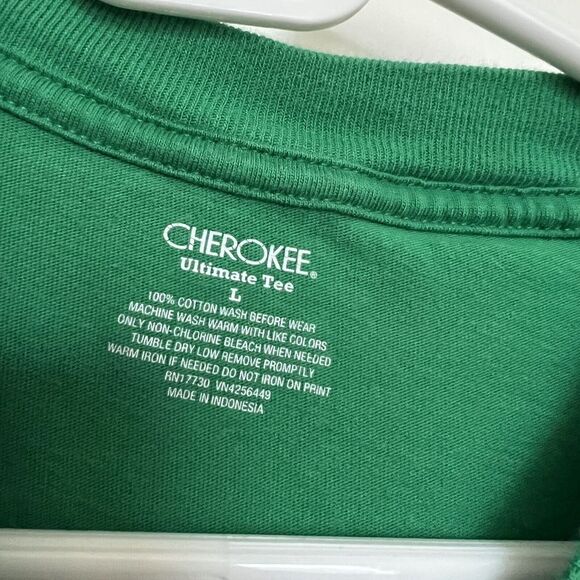 Cherokee T Shirt Ultimate Tee Boys Size Large Solid Green Cotton Basics Spring‎ - Picture 3 of 4